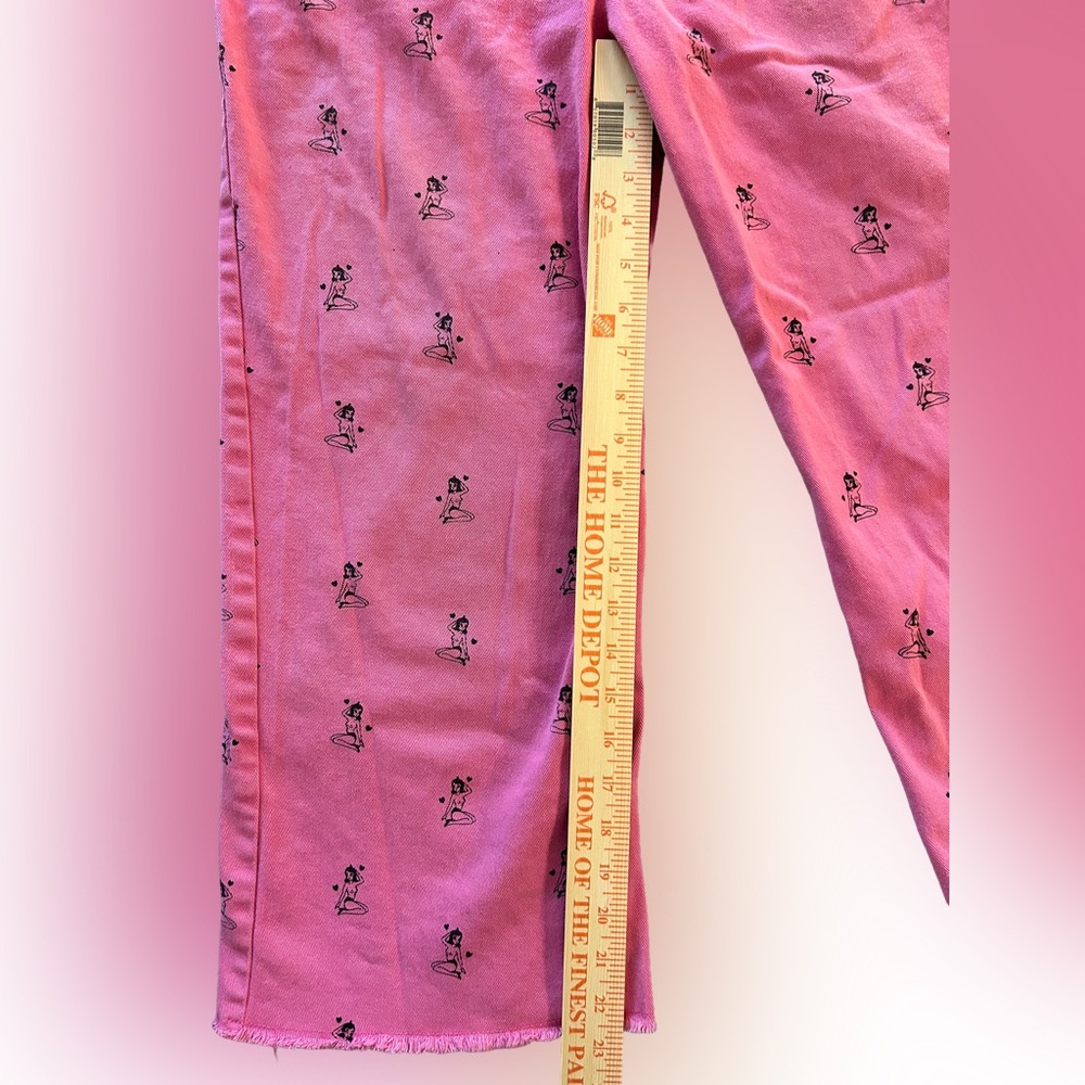 Lazy Oaf x Kita Pink Cropped Pinup Girl Utility Pants - Picture 3 of 6